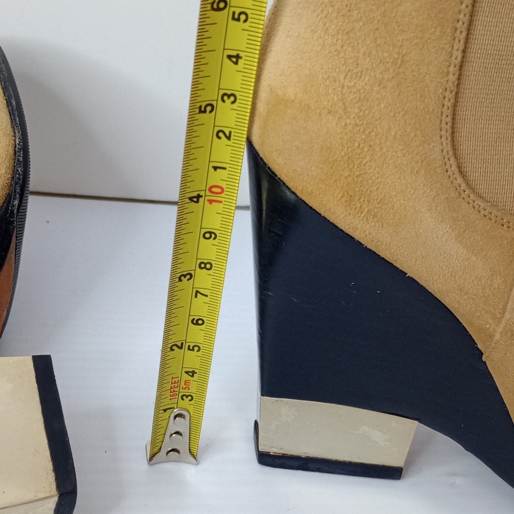 Givenchy Suede Chelsea Ankle Boots Tan Block Heel Resoled No Size Tag Measure 38 - Picture 12 of 15
